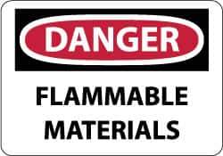 NMC - "Danger - Flammable Materials", 10" Long x 14" Wide, Pressure-Sensitive Vinyl Safety Sign - Rectangle, 0.004" Thick, Use for Hazardous Materials - Eagle Tool & Supply