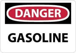 NMC - "Danger - Gasoline", 10" Long x 14" Wide, Pressure-Sensitive Vinyl Safety Sign - Rectangle, 0.004" Thick, Use for Hazardous Materials - Eagle Tool & Supply