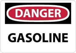 NMC - "Danger - Gasoline", 10" Long x 14" Wide, Aluminum Safety Sign - Rectangle, 0.04" Thick, Use for Hazardous Materials - Eagle Tool & Supply