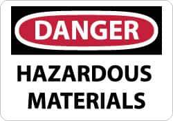 NMC - "Danger - Hazardous Materials", 10" Long x 14" Wide, Pressure-Sensitive Vinyl Safety Sign - Rectangle, 0.004" Thick, Use for Hazardous Materials - Eagle Tool & Supply