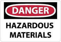 NMC - "Danger - Hazardous Materials", 10" Long x 14" Wide, Pressure-Sensitive Vinyl Safety Sign - Rectangle, 0.004" Thick, Use for Hazardous Materials - Eagle Tool & Supply