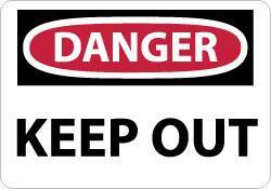 NMC - "Danger - Keep Out", 10" Long x 14" Wide, Pressure-Sensitive Vinyl Safety Sign - Rectangle, 0.004" Thick, Use for Accident Prevention - Eagle Tool & Supply