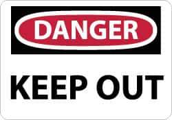 NMC - "Danger - Keep Out", 10" Long x 14" Wide, Aluminum Safety Sign - Rectangle, 0.04" Thick, Use for Accident Prevention - Eagle Tool & Supply