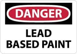 NMC - "Danger - Lead Based Paint", 10" Long x 14" Wide, Rigid Plastic Safety Sign - Rectangle, 0.05" Thick, Use for Accident Prevention - Eagle Tool & Supply