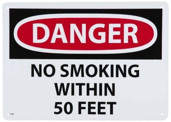 NMC - "Danger - No Smoking Within 50 Feet", 10" Long x 14" Wide, Aluminum Safety Sign - Rectangle, 0.04" Thick, Use for Accident Prevention - Eagle Tool & Supply