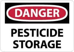 NMC - "Danger - Pesticide Storage", 10" Long x 14" Wide, Aluminum Safety Sign - Rectangle, 0.04" Thick, Use for Hazardous Materials - Eagle Tool & Supply