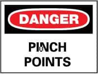 NMC - "Danger - Pinch Points", 10" Long x 14" Wide, Aluminum Safety Sign - Rectangle, 0.04" Thick, Use for Accident Prevention - Eagle Tool & Supply