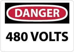 NMC - "Danger - 480 Volts", 10" Long x 14" Wide, Rigid Plastic Safety Sign - Rectangle, 0.05" Thick, Use for Accident Prevention - Eagle Tool & Supply