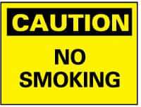 NMC - "Caution - No Smoking", 10" Long x 14" Wide, Pressure-Sensitive Vinyl Safety Sign - Rectangle, 0.004" Thick, Use for Accident Prevention - Eagle Tool & Supply