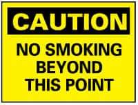 NMC - "Caution - No Smoking Beyond This Point", 10" Long x 14" Wide, Rigid Plastic Safety Sign - Rectangle, 0.05" Thick, Use for Accident Prevention - Eagle Tool & Supply