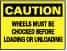 NMC - "Caution - Wheels Must Be Chocked Before Loading and Unloading", 10" Long x 14" Wide, Rigid Plastic Safety Sign - Rectangle, 0.05" Thick, Use for Accident Prevention - Eagle Tool & Supply