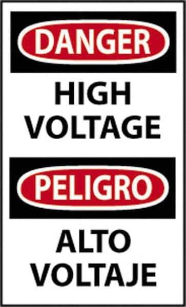 NMC - "Danger - High Voltage", 20" Long x 14" Wide, Rigid Plastic Safety Sign - Rectangle, 0.05" Thick, Use for Accident Prevention - Eagle Tool & Supply
