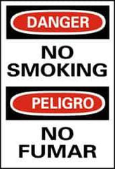 NMC - "Danger - No Smoking", 20" Long x 14" Wide, Pressure-Sensitive Vinyl Safety Sign - Rectangle, 0.004" Thick, Use for Accident Prevention - Eagle Tool & Supply
