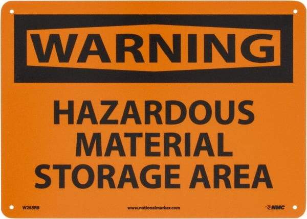 NMC - "Warning - Hazardous Material Storage Area", 10" Long x 14" Wide, Rigid Plastic Safety Sign - Rectangle, 0.05" Thick, Use for Hazardous Materials - Eagle Tool & Supply