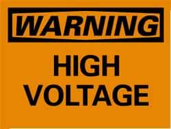 NMC - "Warning - High Voltage", 10" Long x 14" Wide, Pressure-Sensitive Vinyl Safety Sign - Rectangle, 0.004" Thick, Use for Accident Prevention - Eagle Tool & Supply
