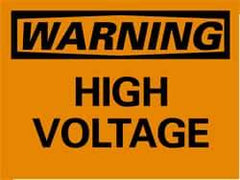 NMC - "Warning - High Voltage", 10" Long x 14" Wide, Rigid Plastic Safety Sign - Rectangle, 0.05" Thick, Use for Accident Prevention - Eagle Tool & Supply