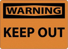 NMC - "Warning - Keep Out", 10" Long x 14" Wide, Aluminum Safety Sign - Rectangle, 0.04" Thick, Use for Security & Admittance - Eagle Tool & Supply