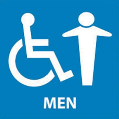 NMC - Men, 7" Wide x 7" High, Plastic Sign - English, White on Blue, Wall Mount - Eagle Tool & Supply