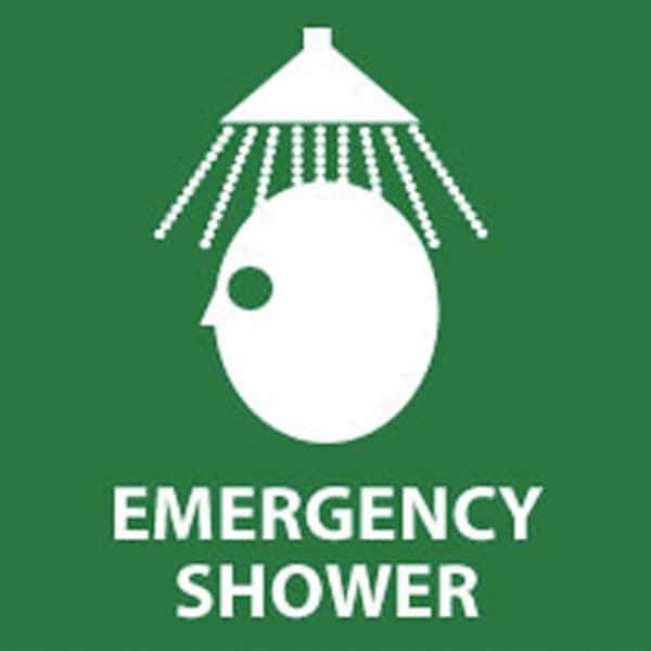 NMC - "Emergency Shower", 7" Long x 7" Wide, Rigid Plastic Safety Sign - Square, 0.05" Thick, Use for First Aid - Eagle Tool & Supply