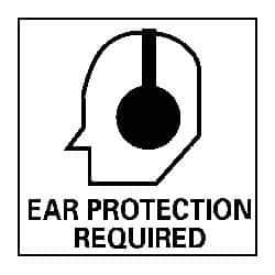 NMC - "Ear Protection Required", 7" Long x 7" Wide, Pressure-Sensitive Vinyl Safety Sign - Square, 0.004" Thick, Use for Accident Prevention - Eagle Tool & Supply