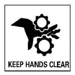 NMC - "Keep Hands Clear", 7" Long x 7" Wide, Pressure-Sensitive Vinyl Safety Sign - Square, 0.004" Thick, Use for Accident Prevention - Eagle Tool & Supply