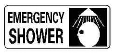 NMC - "Emergency Shower", 7" Long x 17" Wide, Pressure-Sensitive Vinyl Safety Sign - Rectangle, 0.004" Thick, Use for First Aid - Eagle Tool & Supply