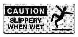 NMC - "Caution - Slippery When Wet", 7" Long x 17" Wide, Rigid Plastic Safety Sign - Rectangle, 0.05" Thick, Use for Accident Prevention - Eagle Tool & Supply