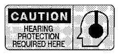 NMC - "Caution - Hearing Protection Required Here", 7" Long x 17" Wide, Pressure-Sensitive Vinyl Safety Sign - Rectangle, 0.004" Thick, Use for Accident Prevention - Eagle Tool & Supply