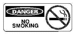 NMC - "Danger - No Smoking", 7" Long x 17" Wide, Pressure-Sensitive Vinyl Safety Sign - Rectangle, 0.004" Thick, Use for Accident Prevention - Eagle Tool & Supply