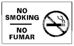 NMC - "No Smoking", 10" Long x 18" Wide, Pressure-Sensitive Vinyl Safety Sign - Rectangle, 0.004" Thick, Use for Accident Prevention - Eagle Tool & Supply