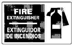 NMC - Fire Extinguisher, Pressure Sensitive Vinyl Fire Sign - 18" Wide x 10" High, English/Spanish - Eagle Tool & Supply