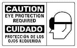 NMC - "Caution - Eye Protection Required", 10" Long x 18" Wide, Rigid Plastic Safety Sign - Rectangle, 0.05" Thick, Use for Accident Prevention - Eagle Tool & Supply
