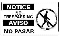 NMC - "Notice - No Trespassing", 10" Long x 18" Wide, Rigid Plastic Safety Sign - Rectangle, 0.05" Thick, Use for Security & Admittance - Eagle Tool & Supply
