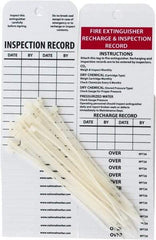 NMC - 3" High x 6" Long, FIRE EXTINGUISHER RECHARGE & INSPECTION RECORD, English Safety & Facility Inspection Tag - Tag Header: Notice, 2 Sides, Black, Red & White Unrippable Vinyl - Eagle Tool & Supply