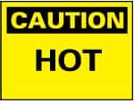 NMC - "Caution - Hot", 10" Long x 14" Wide, Rigid Plastic Safety Sign - Rectangle, 0.05" Thick, Use for Hazardous Materials - Eagle Tool & Supply