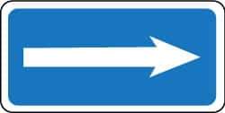NMC - "Reserved Parking", "Right Arrow", 12" Wide x 6" High, Aluminum ADA Signs - 0.08" Thick, White on Blue, Engineer Grade Reflectivity, Rectangle, Post Mount - Eagle Tool & Supply