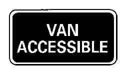 NMC - "Van Accessible", 12" Wide x 6" High, Aluminum ADA Signs - 0.04" Thick, White on Blue, Rectangle, Wall Mount - Eagle Tool & Supply