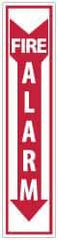 NMC - Fire Alarm, Pressure Sensitive Vinyl Fire Sign - 4" Wide x 18" High - Eagle Tool & Supply