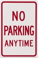 NMC - "No Parking Anytime", 12" Wide x 18" High, Aluminum No Parking & Tow Away Signs - 0.04" Thick, Red on White, Rectangle, Wall Mount - Eagle Tool & Supply