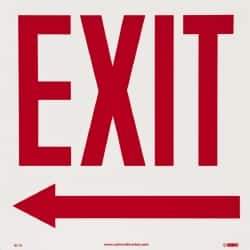 NMC - Exit, Pressure Sensitive Vinyl Exit Sign - 10" Wide x 10" High, Glow-in-the-Dark - Eagle Tool & Supply