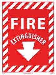 NMC - Fire Extinguisher, Pressure Sensitive Vinyl Fire Sign - 9" Wide x 12" High, Glow-in-the-Dark - Eagle Tool & Supply
