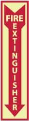 NMC - Fire Extinguisher, Rigid Plastic Fire Sign - 4" Wide x 18" High, Glow-in-the-Dark - Eagle Tool & Supply