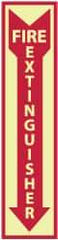 NMC - Fire Extinguisher, Rigid Plastic Fire Sign - 4" Wide x 18" High, Glow-in-the-Dark - Eagle Tool & Supply