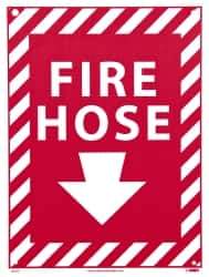 NMC - Fire Hose, Rigid Plastic Fire Sign - 9" Wide x 12" High, Glow-in-the-Dark - Eagle Tool & Supply