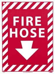 NMC - Fire Hose, Rigid Plastic Fire Sign - 9" Wide x 12" High, Glow-in-the-Dark - Eagle Tool & Supply
