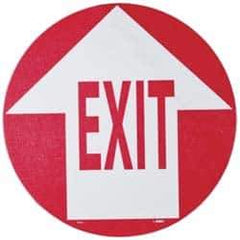 NMC - Exit, Anti-Skid Pressure-Sensitive Vinyl Floor Sign - Round, Red on White, Adhesive Backed, For Exit, Entrance & Directional - Eagle Tool & Supply