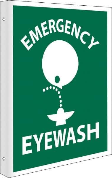 NMC - "Emergency Eye Wash", 10" Long x 8" Wide, Rigid Plastic Safety Sign - Rectangle, 0.05" Thick, Use for First Aid - Eagle Tool & Supply