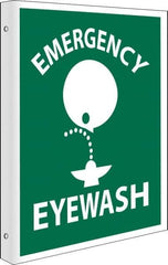 NMC - "Emergency Eye Wash", 10" Long x 8" Wide, Rigid Plastic Safety Sign - Rectangle, 0.05" Thick, Use for First Aid - Eagle Tool & Supply