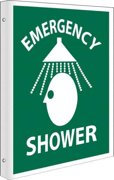 NMC - "Emergency Shower", 10" Long x 8" Wide, Rigid Plastic Safety Sign - Rectangle, 0.05" Thick, Use for First Aid - Eagle Tool & Supply