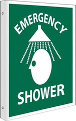 NMC - "Emergency Shower", 10" Long x 8" Wide, Rigid Plastic Safety Sign - Rectangle, 0.05" Thick, Use for First Aid - Eagle Tool & Supply